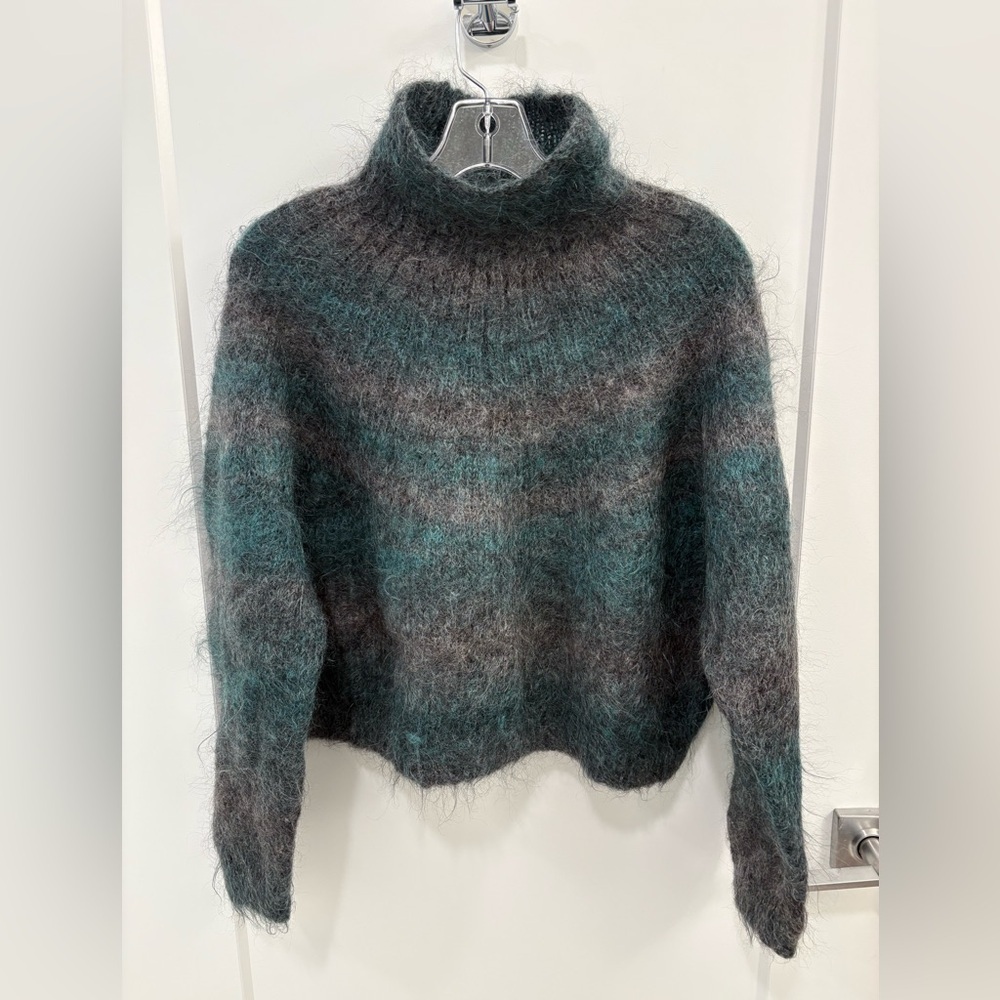 Vintage Paul et Duffier Wool Mohair Knit Cropped Turtleneck Sweater Size Small